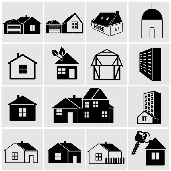 Casas iconos conjunto — Vector de stock