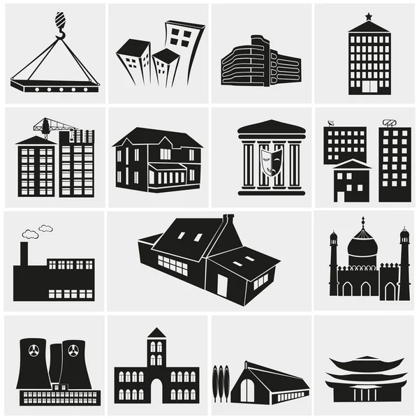 Conjunto de varios edificios — Vector de stock