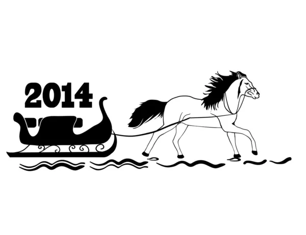 Bonne année 2014 ! Année du cheval — Image vectorielle