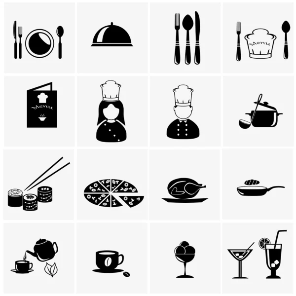 Restaurant menu silhouettes — Stock Vector