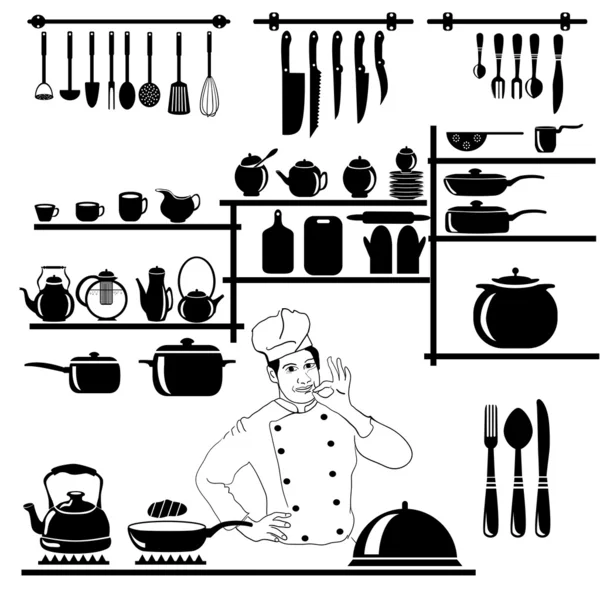 Keukengerei om te koken — Stockvector