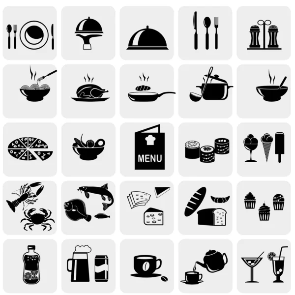 Yiyecek ve içecek ikonları — Stok Vektör