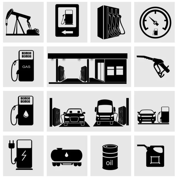 Iconos de gasolinera — Vector de stock