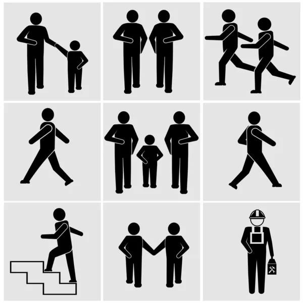 Gente caminando iconos — Vector de stock