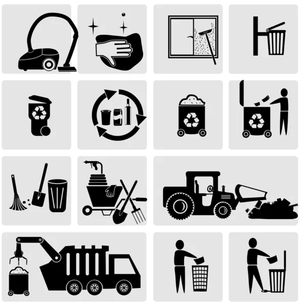 Cleaning Garbage icons — Stock Vector
