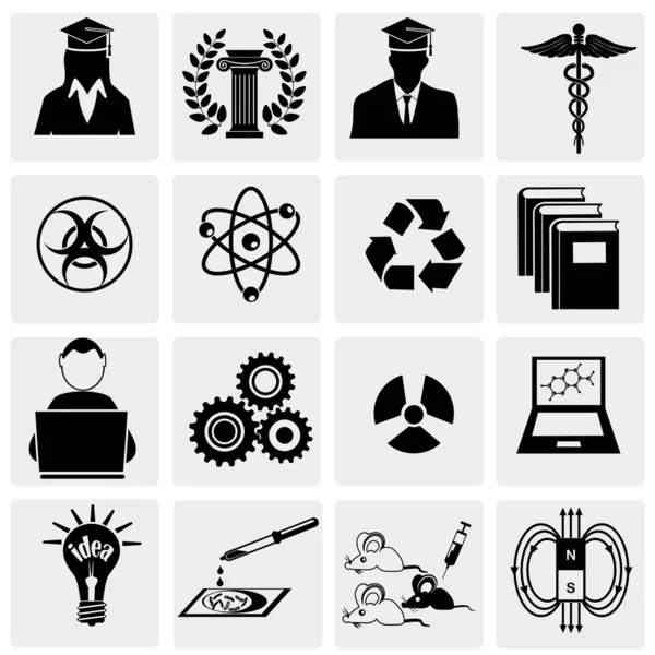 Set di icone dell'istruzione e della scienza — Vettoriale Stock