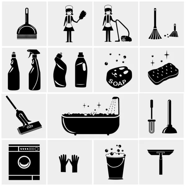 Iconos de limpieza — Vector de stock