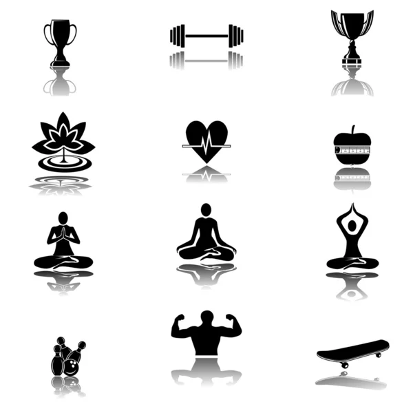 Icônes de yoga et de fitness — Image vectorielle