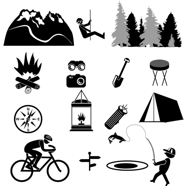 Hike in the mountains and outdoor recreation — Stock Vector