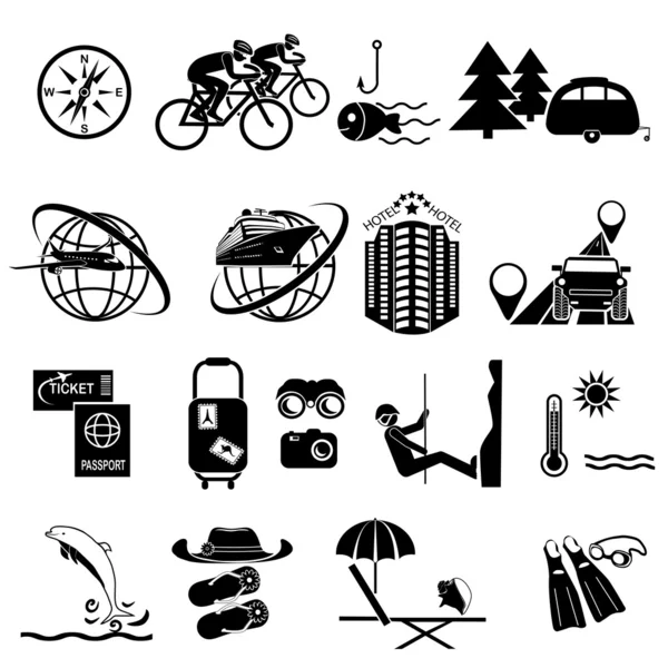 Tourism set icons — Stock Vector