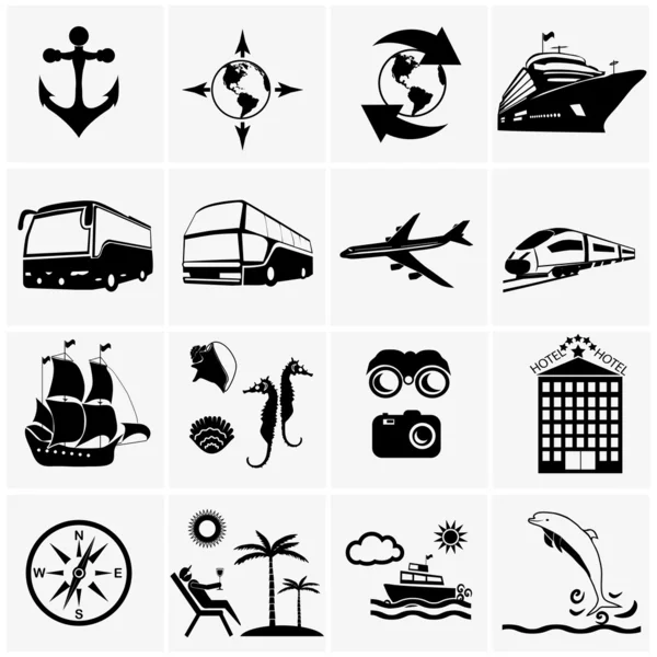 Tourism set icons — Stock Vector