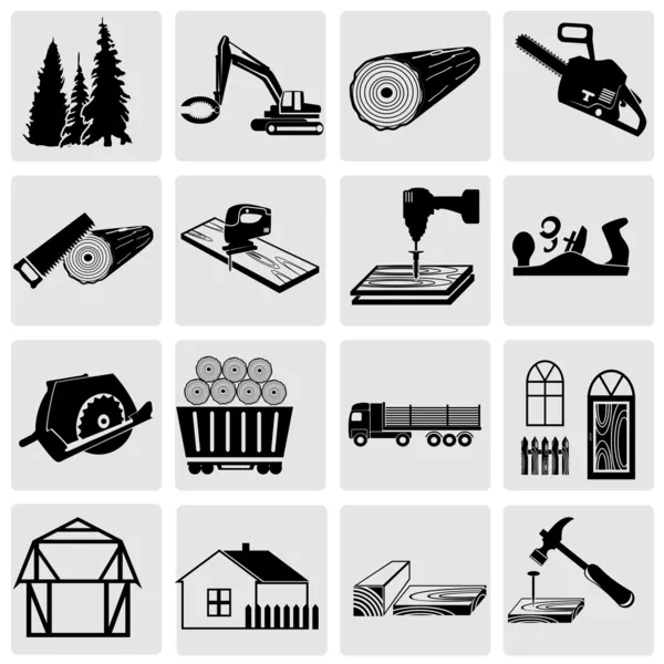 Woodworking and construction icons — Stock Vector