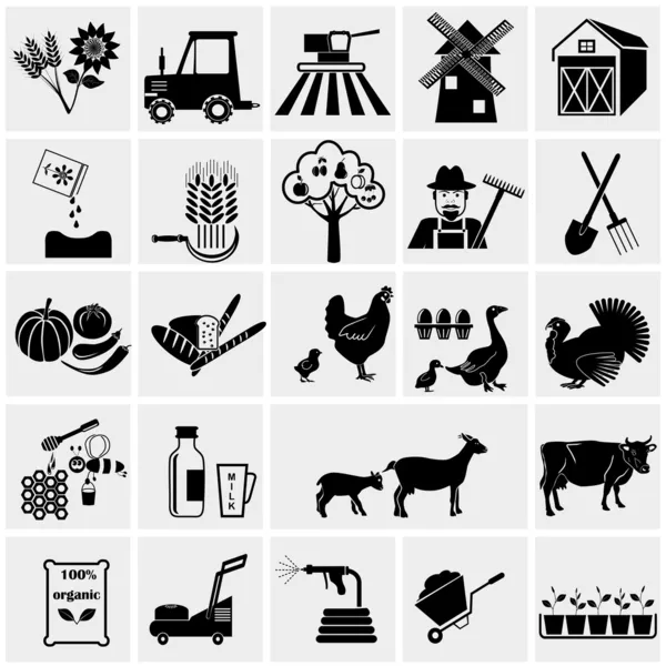 Iconos de agricultura y agricultura — Archivo Imágenes Vectoriales