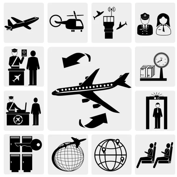Iconos del aeropuerto — Vector de stock