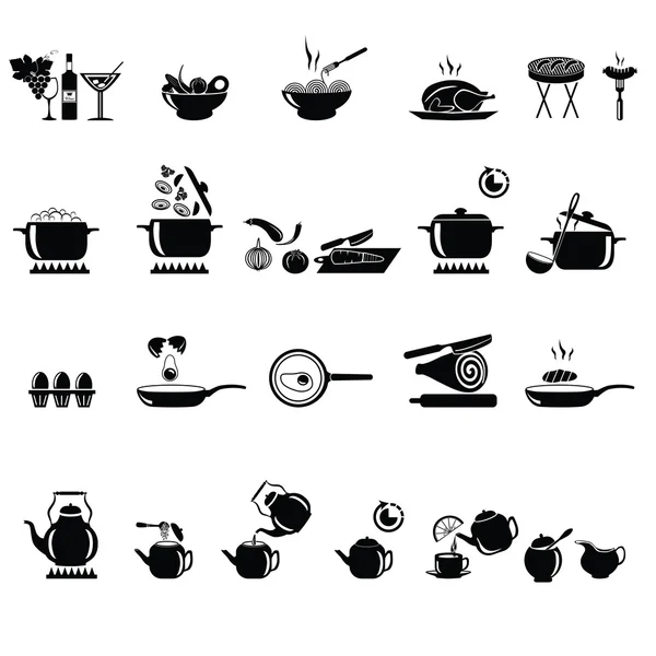 Cooking equipment and tea — Stock Illustration Cooking equipment and tea Royalty Free Stock Vectors