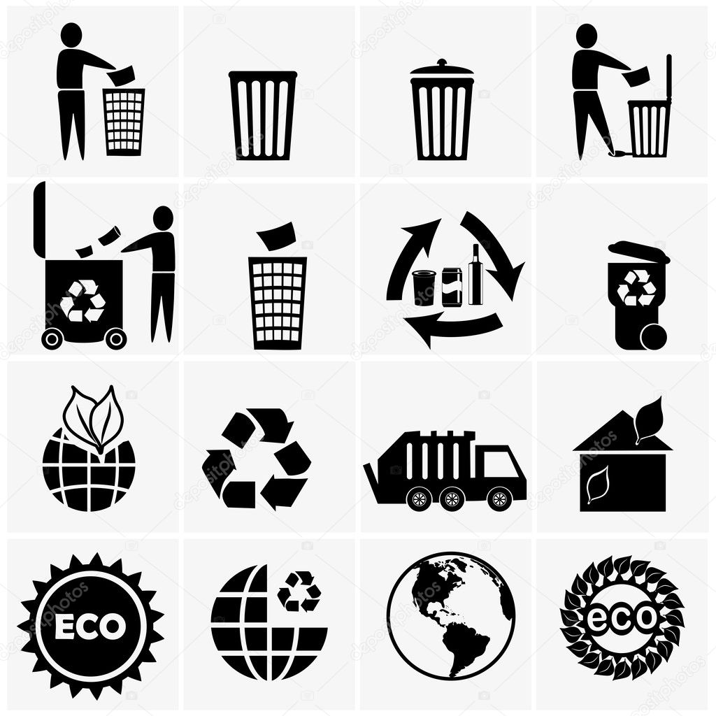 Recyclable materials icons