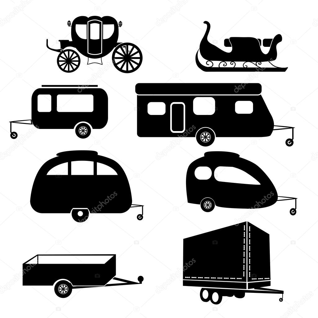Lorry and trailer silhouettes