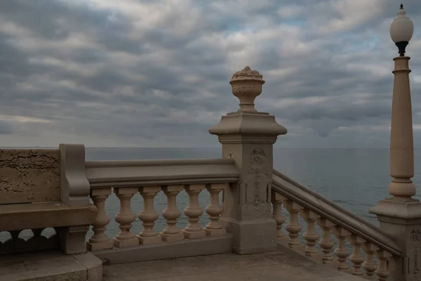 Kościół Bartomeusza Balkon Santa Tecla Klasycznym Balustradem Nabrzeżu Nad Morzem — Zdjęcie stockowe