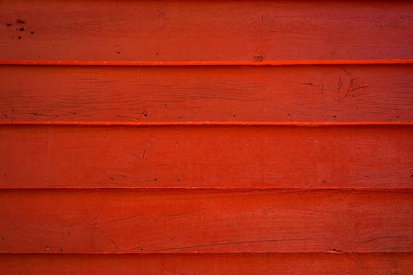 Close Exterior Wood Wall Painted Red Horizontal Planks Rustic Wood — Stock Photo, Image