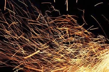 kamp ateşi sparkles, uzun pozlama fotoğraf