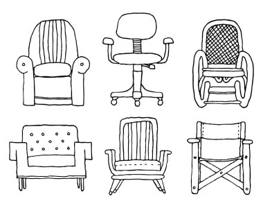 Armchairs set cartoon vector Armchairs set cartoon vector