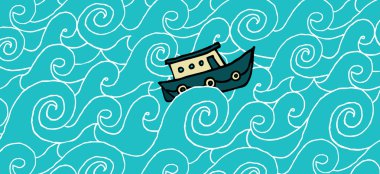 Dalgalı denizde küçük bir tekne