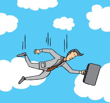 Businessman falling from the sky clipart