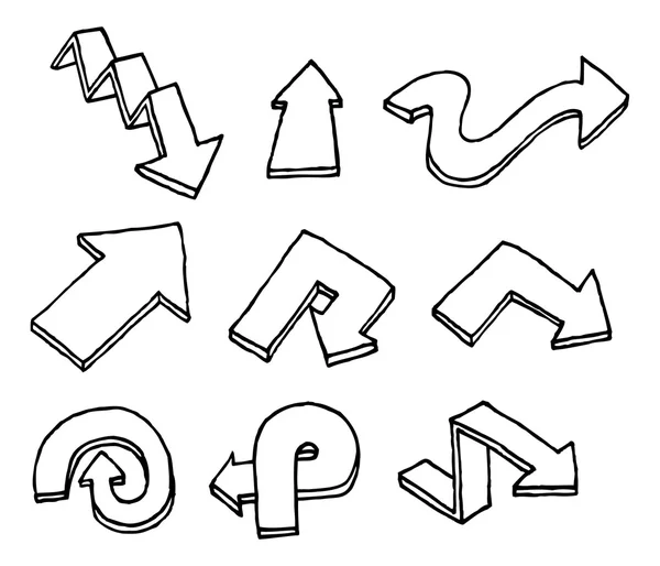 Conjunto de setas vetoriais desenhadas à mão —  Vetores de Stock