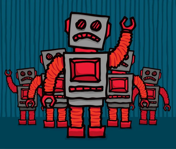 Mob robot en colère — Image vectorielle