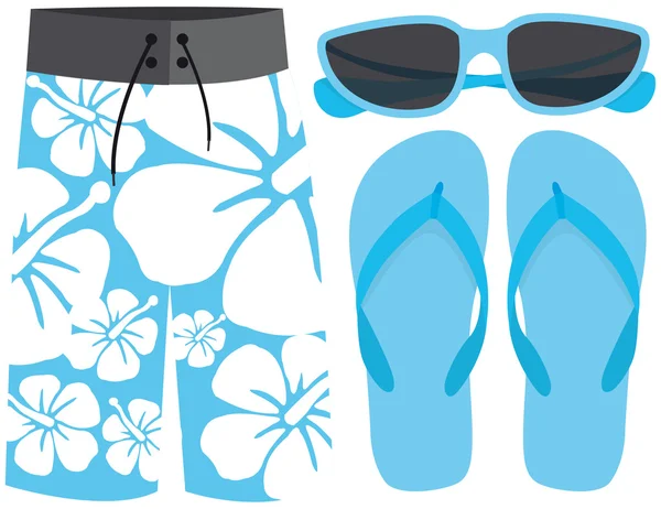 Swimsuit sunglasses and sandals — Stock Vector