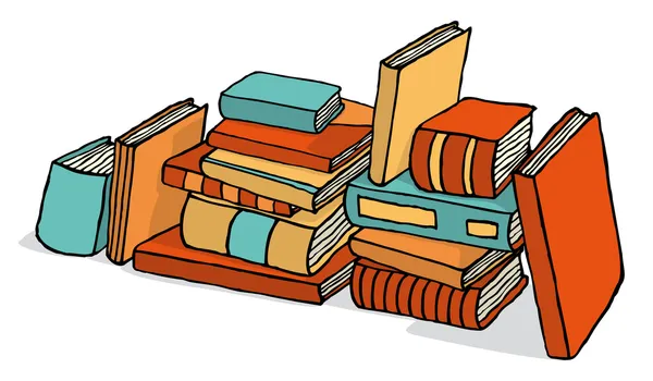 Sketchy bunch of piled books — Stock Vector