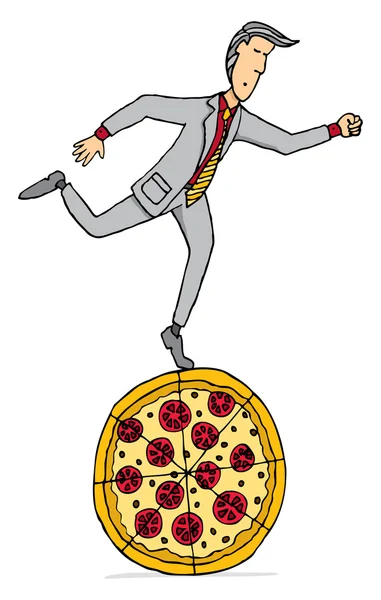 Syöminen toimistossa tai Pizza lounas — vektorikuva