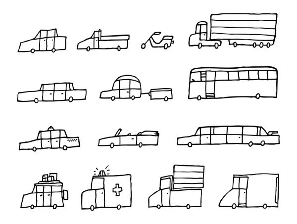 Coches de dibujos animados. Vehículos de transporte divertidos — Archivo Imágenes Vectoriales