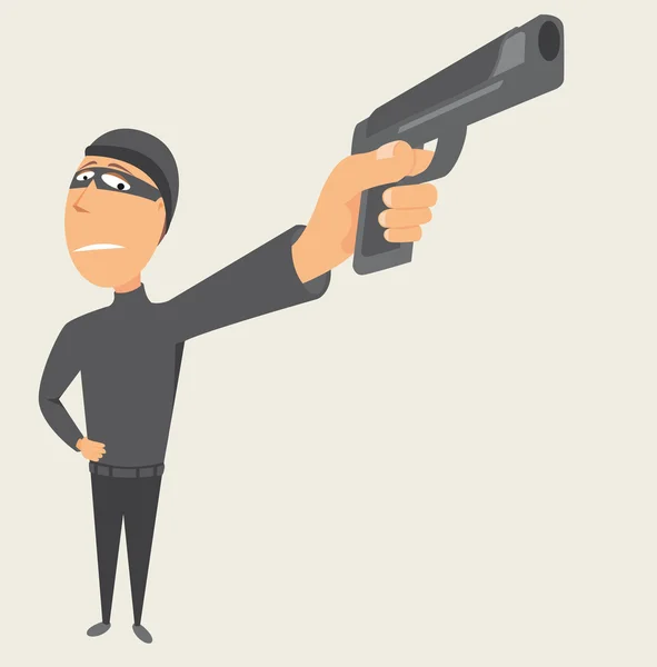 Criminal pointing a gun. Thief — Stock Vector