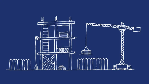 Construction site cartoon blueprint — Stock Vector