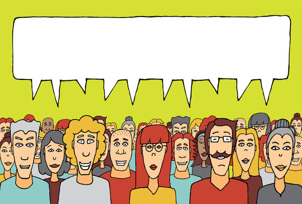 Crowd speaking together