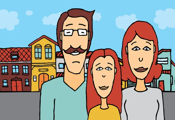 Família feliz mãe, pai e filha — Vetor de Stock