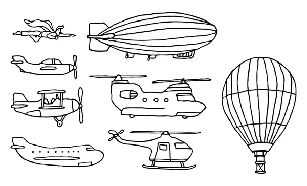Volando. Vehículos aéreos preparados — Archivo Imágenes Vectoriales