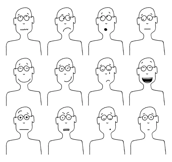 Διάνυσμα πρόσωπα κινουμένων σχεδίων και συναισθήματα — Διανυσματικό Αρχείο