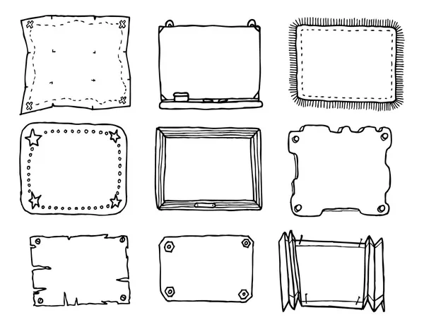 Conjunto de molduras vetoriais desenhadas à mão — Vetor de Stock