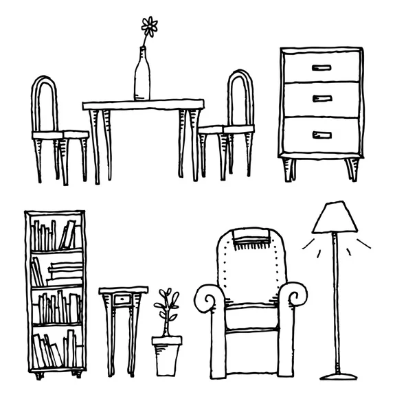 Muebles. Equipo para el hogar y decoración — Vector de stock