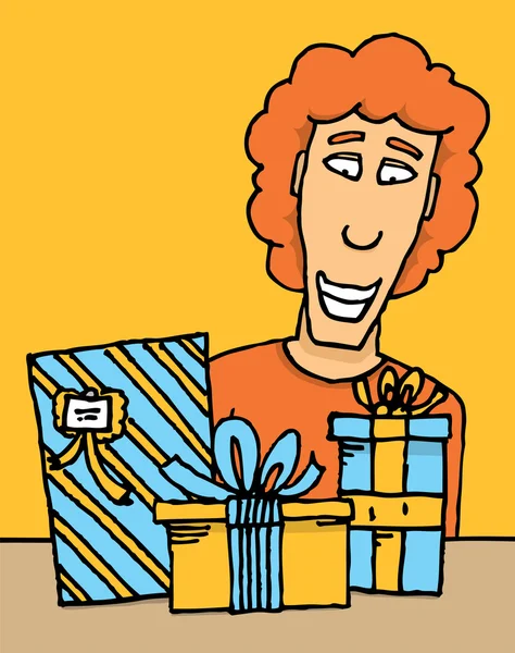 Homme recevant des cadeaux — Image vectorielle