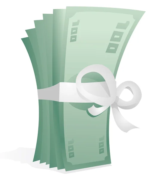 Money Prize Gift or Dollar Bills — Stock Vector