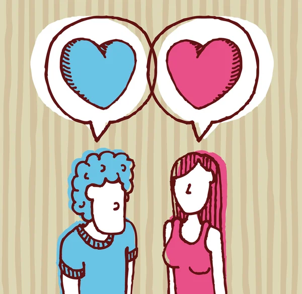 夫妇在爱或两颗心 — 图库矢量图片