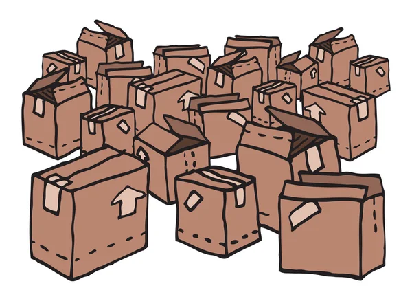 Viele Kisten. Unordentliche Aktie — Stockvektor