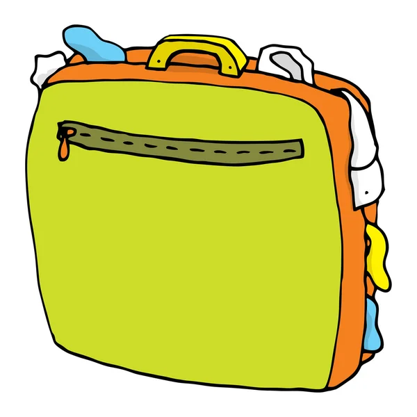 Cartoni animati valigia piena. Bagagli in sovrappeso — Vettoriale Stock
