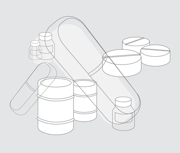 Pastillas medicinales. Suministros de la industria farmacéutica — Archivo Imágenes Vectoriales