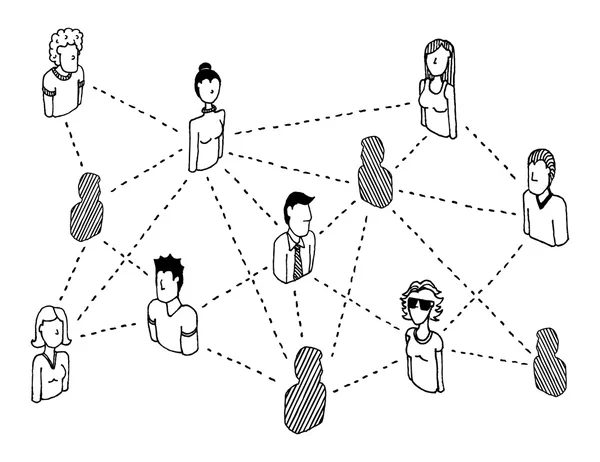 소셜 네트워크 연결 또는 관계 — 스톡 벡터