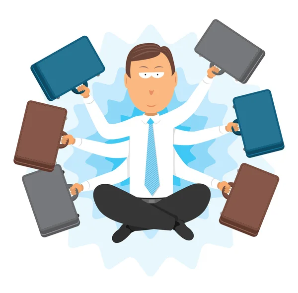 Multitasking zen businessman — Stock Vector