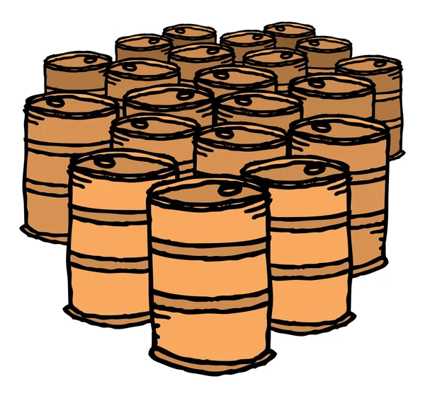 油桶。群的桶 — 图库矢量图片